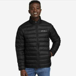 Classic Elegance: Eddie Bauer Men's Black Down Jacket (Medium)